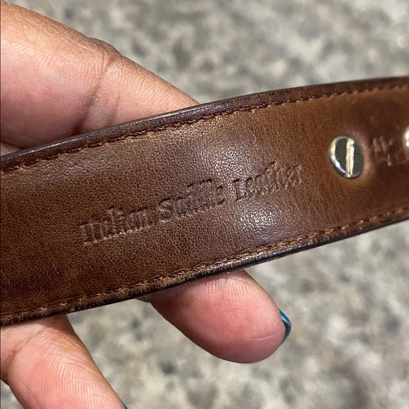 Brown Leather Belt with LSU Silver Buckle sz 42 - Picture 6 of 10